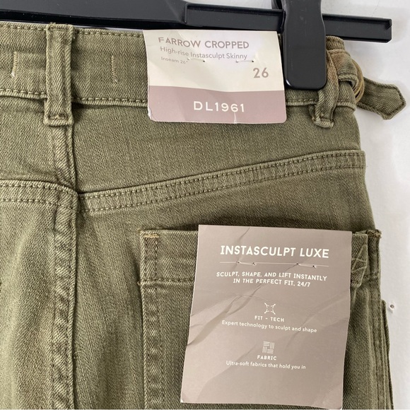 DL1961 Olive Green Bleached Farrow Cropped High Rise Instasculpt Skinny Jean NWT - Picture 7 of 10